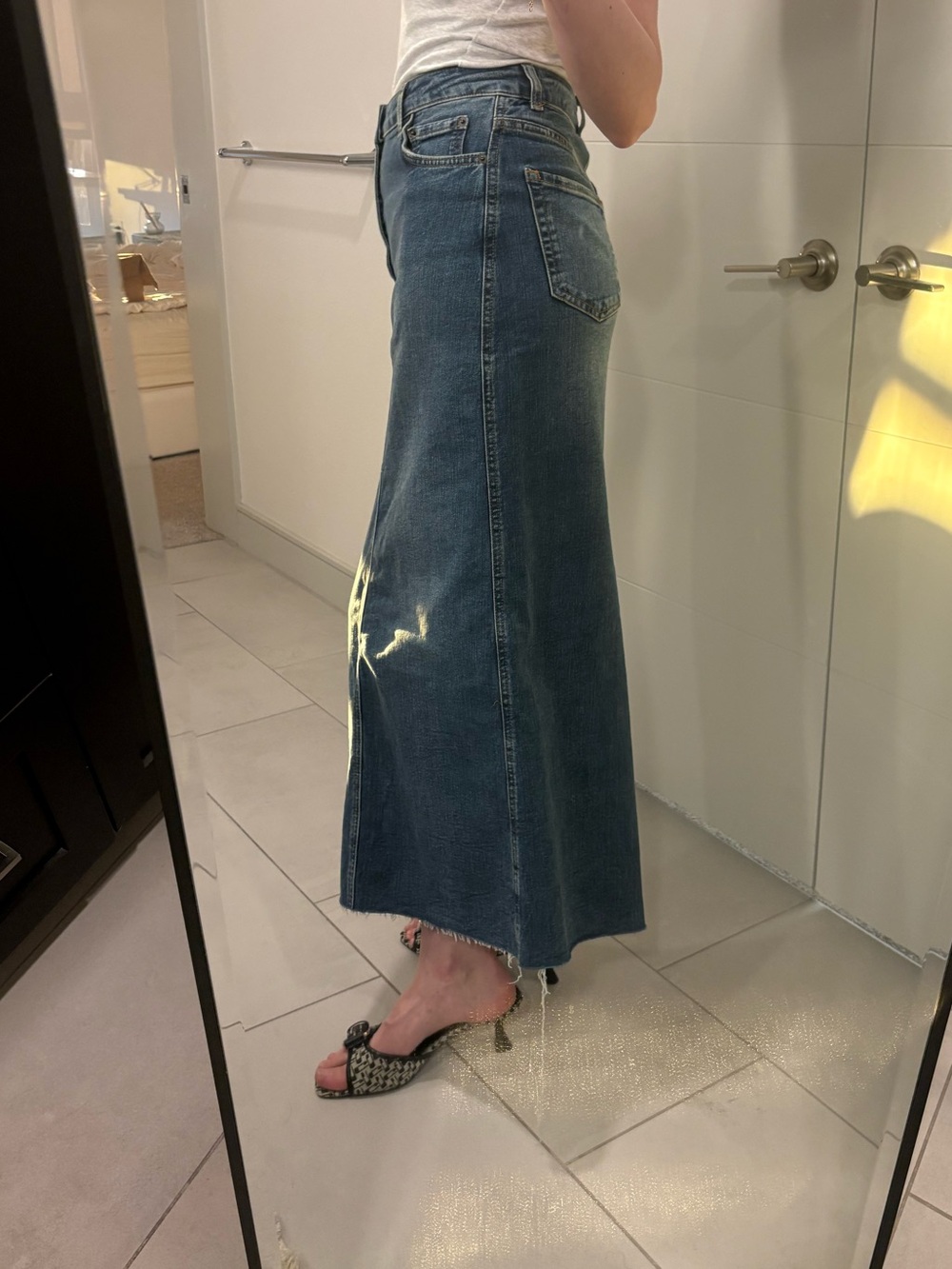 Zara Straight Maxi Denim Skirt